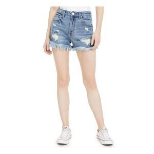 ALMOST FAMOUS Womens Blue Frayed Pocketed Shorts 0